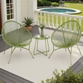 thumbnail image 1 of Dovov 3 Piece Patio Acapulco Furniture Bistro Set, Outdoor Bistro Set Acapulco Chairs All-Weather Rattan Wicker Chairs with Plastic Rope and Coffee Table, Green, 1 of 12