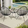 thumbnail image 1 of Dovov 3 Piece Patio Acapulco Furniture Bistro Set, Outdoor Bistro Set Acapulco Chairs All-Weather Rattan Wicker Chairs with Plastic Rope and Coffee Table, Black, 1 of 12