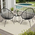 thumbnail image 1 of Dovov 3 Piece Patio Acapulco Furniture Bistro Set, Outdoor Bistro Set Acapulco Chairs All-Weather Rattan Wicker Chairs with Plastic Rope and Coffee Table, Black, 1 of 11