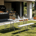 thumbnail image 1 of Dovov 3 Piece Portable Picnic Table Set with Carrying Handles, 6ft Folding Table with 2 Folding Benches, Outdoor Patio Set Foldable Picnic Table and Bench Set, 1 of 9