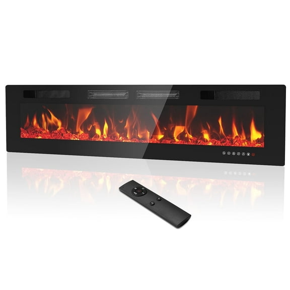 Dovov 72" Electric Fireplace Insert, Wall Mounted Recessed Fireplace Heater 750/1500W Ultra Thin Linear Fireplace with Remote Control, Touch Screen, Timer, 2 Heat Fans, Multicolor Flame