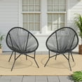 thumbnail image 1 of Dovov Acapulco Chair Set of 2, Outdoor Seating Patio Chairs Modern Wicker Bistro Chairs All-Weather Papasan Chair for Balcony Garden Backyard Porch Deck, Black, 1 of 11