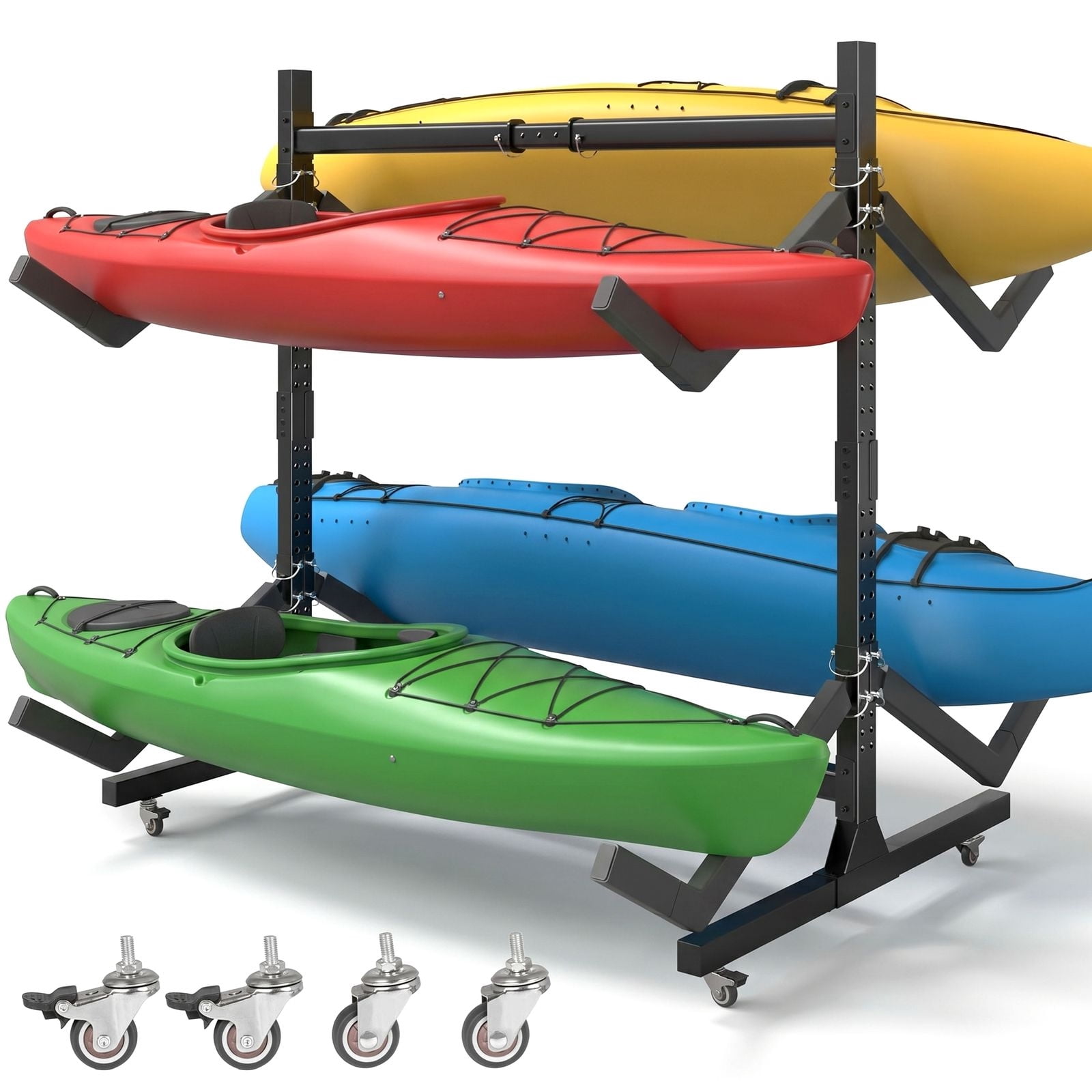 Kayak Display Racks Dovov, Freestanding Kayak Storage Rack with Wheels, Holds 4 Kayaks ...