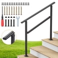 thumbnail image 1 of Dovov Handrail for Outdoor Steps, 3-4 Steps Outdoor Stair Railing Wrought Iron Hand Rails Indoor Outdoor Staircase Handrails for Concrete Steps or Wooden Stairs, 1 of 10