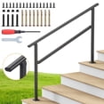 thumbnail image 1 of Dovov Handrail for Outdoor Steps, 5-6 Steps Outdoor Stair Railing Wrought Iron Hand Rails Indoor Outdoor Staircase Handrails for Concrete Steps or Wooden Stairs, 1 of 10