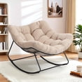 thumbnail image 1 of Dovov Indoor Rocking Chair with Cushion, Oversized Papasan Rocker Chair Comfy Egg Chair Modern Lounge Seat Recliner Chair, Beige, 1 of 10