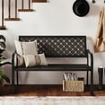 thumbnail image 1 of Dovov Oversized Outdoor Bench, Modern Patio Bench Steel Garden Bench Metal Bench Loveseat with Geometric Backrest, Black, 1 of 11