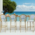 thumbnail image 1 of Dovov French Bistro Counter Stools Set of 4, High Stacking French Bar Stools Aluminum Outdoor Barstools , Bamboo Finish, 1 of 8