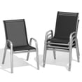 thumbnail image 1 of Dovov Outdoor Patio Dining Chairs Set of 4, Stackable Patio Chairs Textilene Outdoor High Back Armchairs, Black, 1 of 10