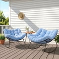 thumbnail image 1 of Dovov Outdoor Rocking Chairs Set of 2, Oversized Papasan Rocking Chairs with Cushion, Outdoor Oversized Rocker Recliner for Porch Patio Garden Backyard Lawn Deck Balcony Living Room Bedroom, Blue, 1 of 12