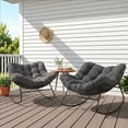 thumbnail image 1 of Dovov Outdoor Rocking Chairs Set of 2, Oversized Papasan Rocking Chairs with Cushion, Outdoor Recliner Rockers for Porch Patio Garden Backyard Lawn Deck Balcony Living Room Bedroom, Gray, 1 of 9