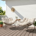 thumbnail image 1 of Dovov Outdoor Rocking Chairs Set of 2, Oversized Papasan Rocking Chairs with Cushion, Outdoor Recliner Rockers for Porch Patio Garden Backyard Lawn Deck Balcony Living Room Bedroom, Cream White, 1 of 10