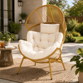 thumbnail image 1 of Dovov Oversized Egg Chair with Thick Cushion, Indoor Outdoor Wicker Patio Lounge Chair, 550 lb Capacity Rattan Basket Chair for Porch, Garden, Balcony, Living Room, Beige, 1 of 15