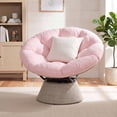 thumbnail image 1 of Dovov Papasan Chair, 360 Degree Swivel Papasan Accent Chair with Cushion, Oversized Ergonomic Chair Comfy Metal Round Swivel Chair Lounger for Living Room Bedroom Office, 440 Lbs Capacity, Pink, 1 of 10