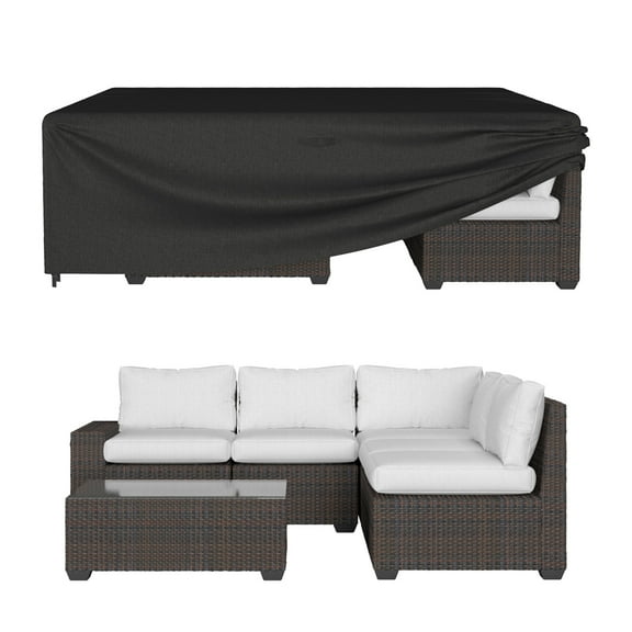 Dovov Patio Furniture Covers, Waterproof Rectangular Outdoor Furniture Covers Heavy Duty Outdoor Couch Sectional Sofa Set Cover Patio Table Covers with 4 Windproof Buckles, 90"x64"x28"