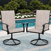 Dovov Patio Swivel Chairs Set of 2, Outdoor Dining Chairs High Back All Weather Textilene Swivel Patio Chairs with Metal Rocking Frame for Lawn Garden Backyard Deck Porch, Brown