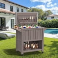 thumbnail image 1 of Dovov 120 Qt Rolling Cooler Cart, Portable Patio Cooler Outdoor Ice Chest Beverage Bar Cart w/ Wheels, Bottle Opener, Cap Collector, Stainless Steel Lid & Bottom Storage Tray, Brown, 1 of 16