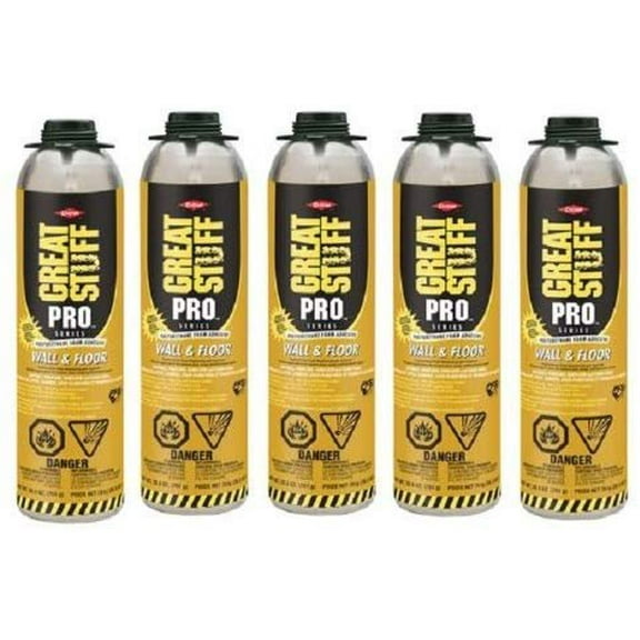 Dow Great Stuff Pro Wall And Floor Adhesive - Polyurethane, Insulated - Pack Of 5, 26.5 Oz