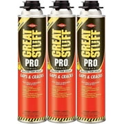 Dow Great Stuff Pro Gaps and Cracks Gun Foam - Fills Gaps, Orange - Pack of 3, 24 oz   Residential Use, Standard Application
