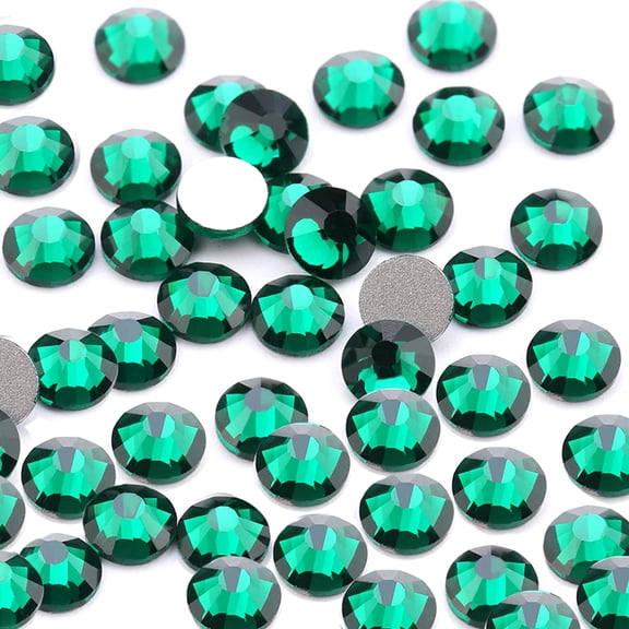 Dowarm 1440 Pieces SS4 Flatback Crystals, 1.5MM Mini Glass Rhinestones for Craft Nail Art Dance Costumes, Non Hotfix (Green/Emerald)