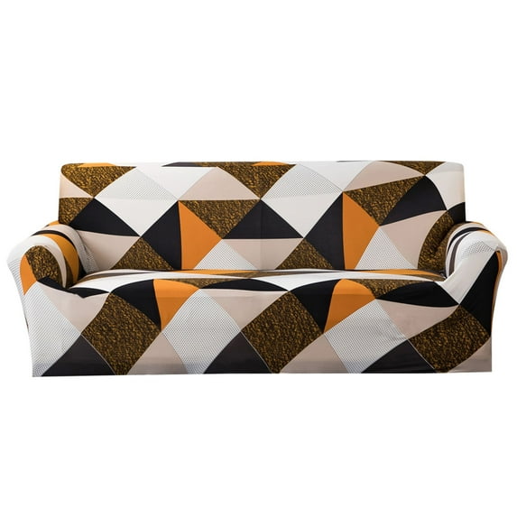 Dowbom 1-Piece Printed Sofa Slipcover,Stretch Sofa Cover with Elastic Bottom Furniture Protector Washable Anti-Slip Soft Couch Cover for Living Room Bedroom Decoration-4 Seater(235-300cm)-G