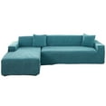 thumbnail image 1 of Dowbom 2 Pieces Sofa Slipcover L Shape,Super Stretch Sectional Couch Cover with Elastic Bottom Furniture Protector Anti-Scratch Washable Jacquard Sofa Cover for Living Room Decor-2+2 Seater-blue, 1 of 6