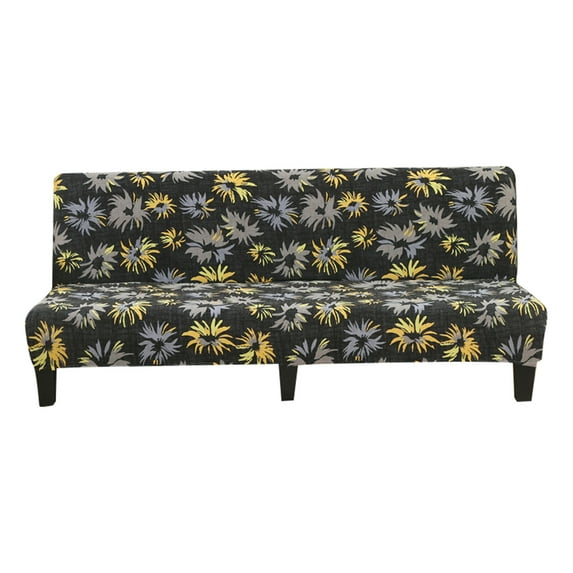 Dowbom Armless Futon Sofa Slipcover,Stretch Printed Sofa Bed Slipcover Full size Without Armrests Slipcover Non-slip Washable Soft Furniture Protector for Living Room-M(61"-72")-E