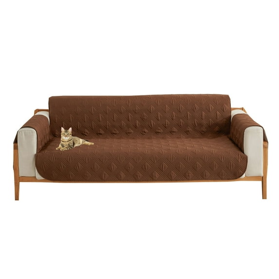Dowbom Couch Cover for 1 2 3 Seater,1-Piece Quilted Sofa Cover Universal Non-slip Furniture Protector thick Durable Anti-Scratch Sofa Slipcover for Pets Cat Dog Kids-74"x76"-brown
