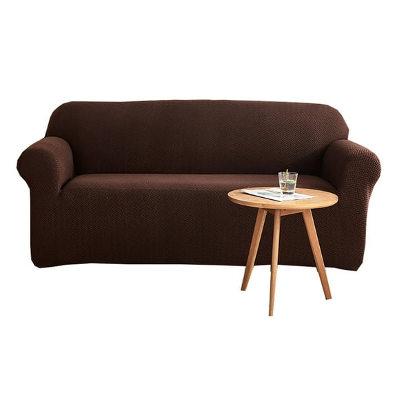 Dowbom High Elastic Sofa Slipcover,1-Piece Jacquard Sofa Cover for 3 Cushion Couch Furniture Protector thick Washable Non-slip Stretch Couch Cover for Pets Dog Cat Kids-2 Seater(145-185cm)-dark brown