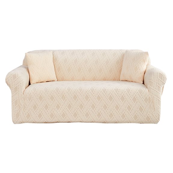 Dowbom High Stretch Sofa Slipcover,Jacquard Couch Cover Universal Non-slip Anti-Scratch Furniture Protector Washable Soft Thick Sofa Cover for Pets Kids Dog Cat-2 Seater-Beige