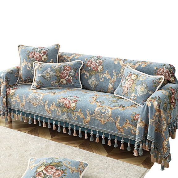 Dowbom Jacquard Sofa Cover,1 2 3 4 Seater Couch Cover Universal Furniture Protector Washable All-inclusive Non-slip Durable Sofa Slipcover for Living Room-Chaise-170x260cm-blue