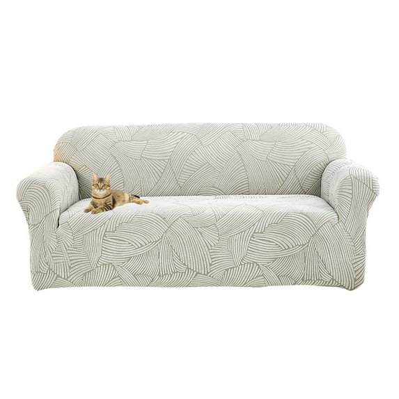 Dowbom Sofa Cover for 1 2 3 4 Seater,1-Piece Non-slip Sofa Slipcover with Elastic Bottom Furniture Protector Thicken Washable Jacquard Stretch Couch Cover for Living Room-M(145-185cm)-light grey
