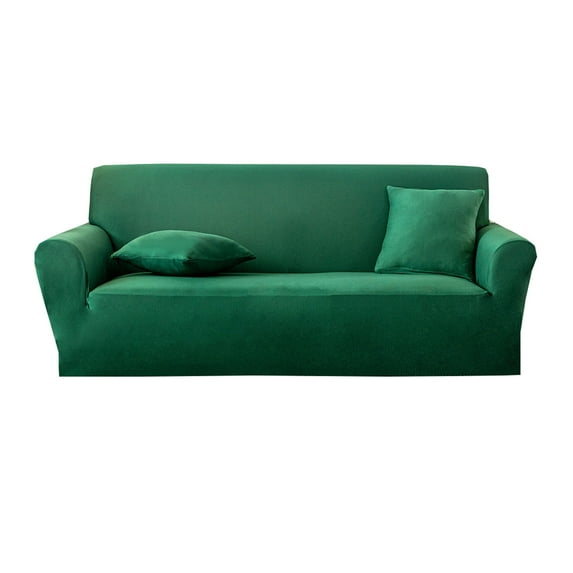 Dowbom Sofa Cover for 1 2 3 4 Seater,Super Stretch Sofa Slipcover with 2 pcs Pillow Covers Furniture Protector Universal Soft Solid Color Couch Cover for Living Room Bedroom-L(190-230cm)-green