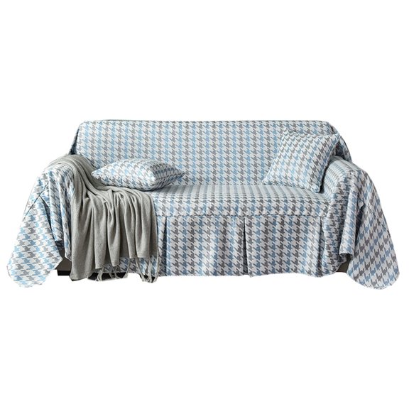 Dowbom Soft Sofa Cover,Universal Couch Cover for 3 Cushion Couch Furniture Protector Anti-Slip Durable Washable Chenille Jacquard Sofa Slipcover for Living Room-Right Chaise170x280cm-blue