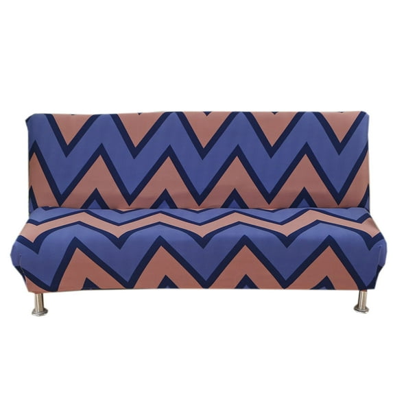 Dowbom Stretch Armless Futon Cover Printed,Futon Slipcover Full Size Sofa Bed Slipcover Protector with Elastic Bottom Washable Foldable Futon Couch Cover for Without Armrests Sofa bed-M(160-190cm)-B