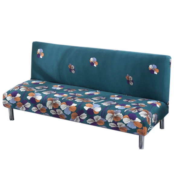 Dowbom Stretch Armless Futon Cover Printed,Futon Slipcover Full Size Sofa Bed Slipcover Protector with Elastic Bottom Washable Foldable Futon Couch Cover for Without Armrests Sofa bed-L(195-220CM)-I