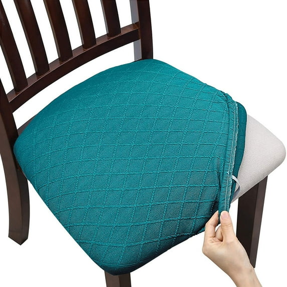 Dowbom Stretch Chair Seat Covers Spandex Jacquard Dining Chair Seat Covers Washable Cushion Cover