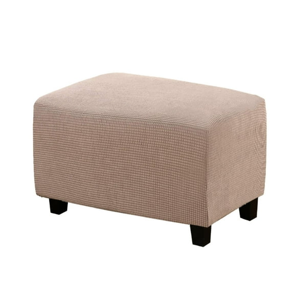 Dowbom Stretch Ottoman Cover,Rectangle Ottoman Slipcover Washable Elastic Folding Storage Stool Protector Jacquard Fabric Footrest Covers for Living Room Bedroom-medium-Khaki