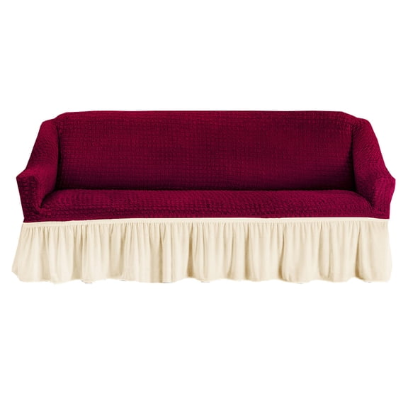 Dowbom Stretch Sofa Cover Loveseat Cover with Skirt Sofa Protector for 1/2/3/4 Seater Non-slip Washable Jacquard Elastic Sofa Slipcover for Living Room Decor-L(74"-90")-C