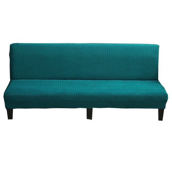 Dowbom Super Stretch Futon Cover Full size,Jacquard Armless Sofa Bed Slipcover with Elastic Bottom Furniture Protector Anti-Slip Washable Futon Slipcover for Foldable Couch bed-XL(74"-88")-dark green