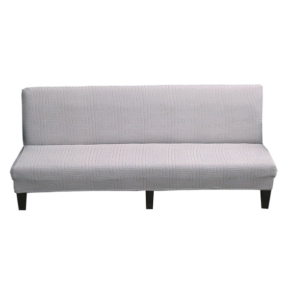 Dowbom Super Stretch Futon Cover Full size,Jacquard Armless Sofa Bed Slipcover with Elastic Bottom Furniture Protector Anti-Slip Washable Futon Slipcover for Foldable Couch bed-M(47"-59")-light grey