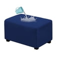 thumbnail image 1 of Dowbom Velvet Ottoman Cover,Form Fit Ottoman Slipcover Rectangle Waterproof Folding Storage Stool Protector Washable Stretch Footrest Covers for Furniture in Living Room-large-Navy blue, 1 of 6