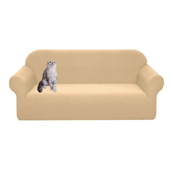 Dowbom Water Repellent Sofa Cover,High Stretch Couch Cover for 3 Cushion Couch Non-slip Soft Furniture Protector Anti-scratch Jacquard Sofa Slipcover for Pets Cat Dog-Chair(35-55inch)-Khaki