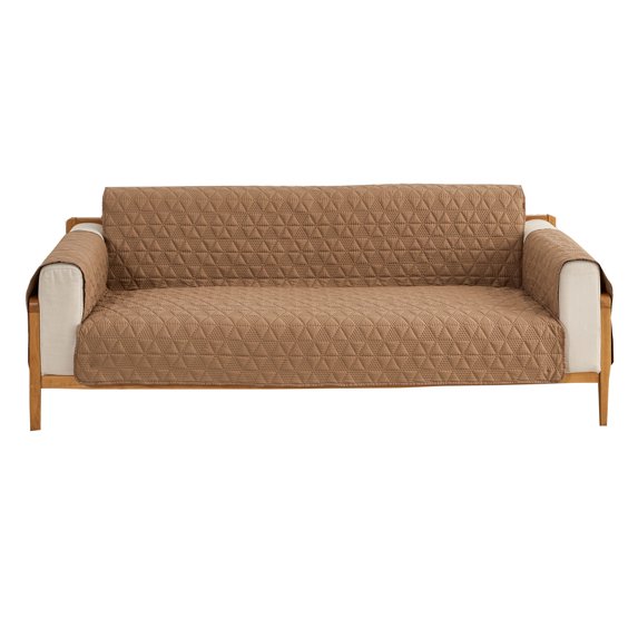 Dowbom Waterproof Couch Cover,1-Piece Quilted Sofa Cover for 3 Cushion Couch Furniture Protector Universal Non-slip Anti-Scratch thick Sofa Slipcover for Pets Cat Dog Kids-53x190cm(21"x74")-Camel