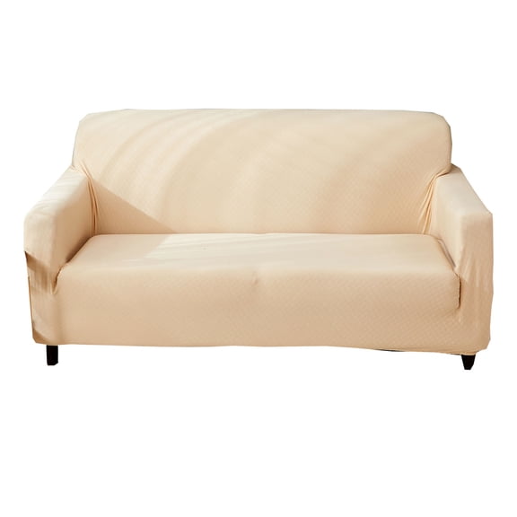 Dowbom Waterproof Sofa Cover,Stretch Sofa Slipcover Universal Furniture Protector with Elastic Bottom Anti-Slip Washable Anti-Scratch Jacquard Couch Cover for Kids Pet Dog Cat-1 Seater(35"-55")-Beige