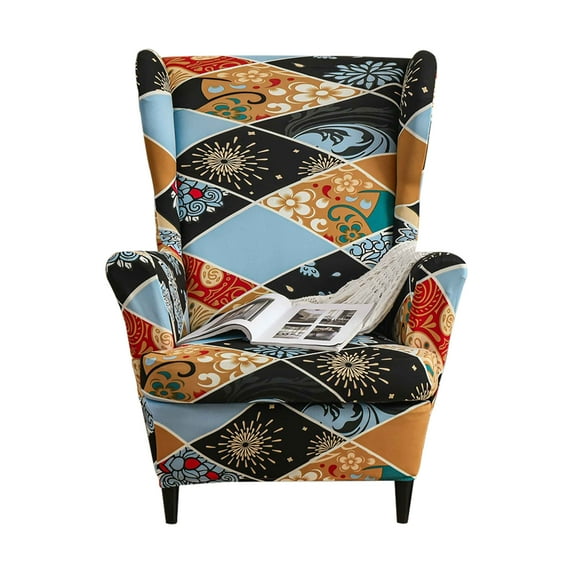 Dowbom Wing Chair Cover And Ottoman Slipcover Rectangle,2 Piece Slipcovers Stretch Footstool Cover With Elastic Bottom