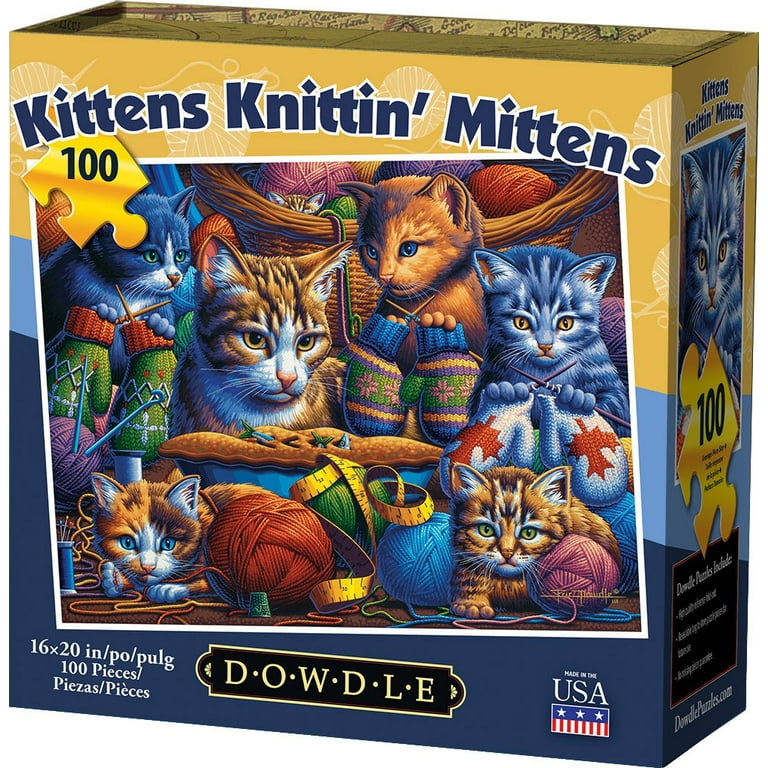 Dowdle Jigsaw Puzzle - Kittens Knittin' Mittens - 100 Piece