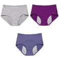 thumbnail image 1 of Dowegor 3Pc Underwear for Women Leak Proof Cotton Overnight Menstrual Briefs High Waisted Leak Proof Protectiveperiod Underwear for Women Cotton Panties for Women Leak Proof Underwear for Women Purple, 1 of 6