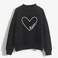 thumbnail image 1 of Dowegor Autumn Winter O Neck Solid Color Prints Long Sleeve Pullover Sweatshirt Crewneck Sweatshirts Women Womens Long Sleeve Tops Oversized Sweatshirt for Women Black L, 1 of 4