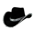 thumbnail image 1 of Dowegor Cowboy Hat, Women's Masquerade Party Silver Trimmed Cowboy Hat Silver Trimmed Western Cowboy Hat, Cowgirl Hat, Cowboy Hats for Women, Cowboy Hat Men, 1 of 3